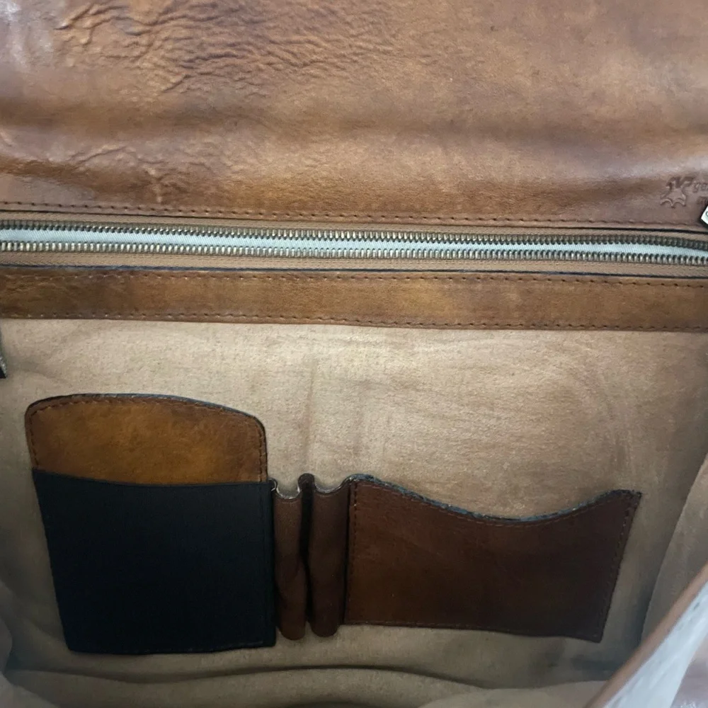 Pratesi Firenze Mens Italian Brown Briefcase